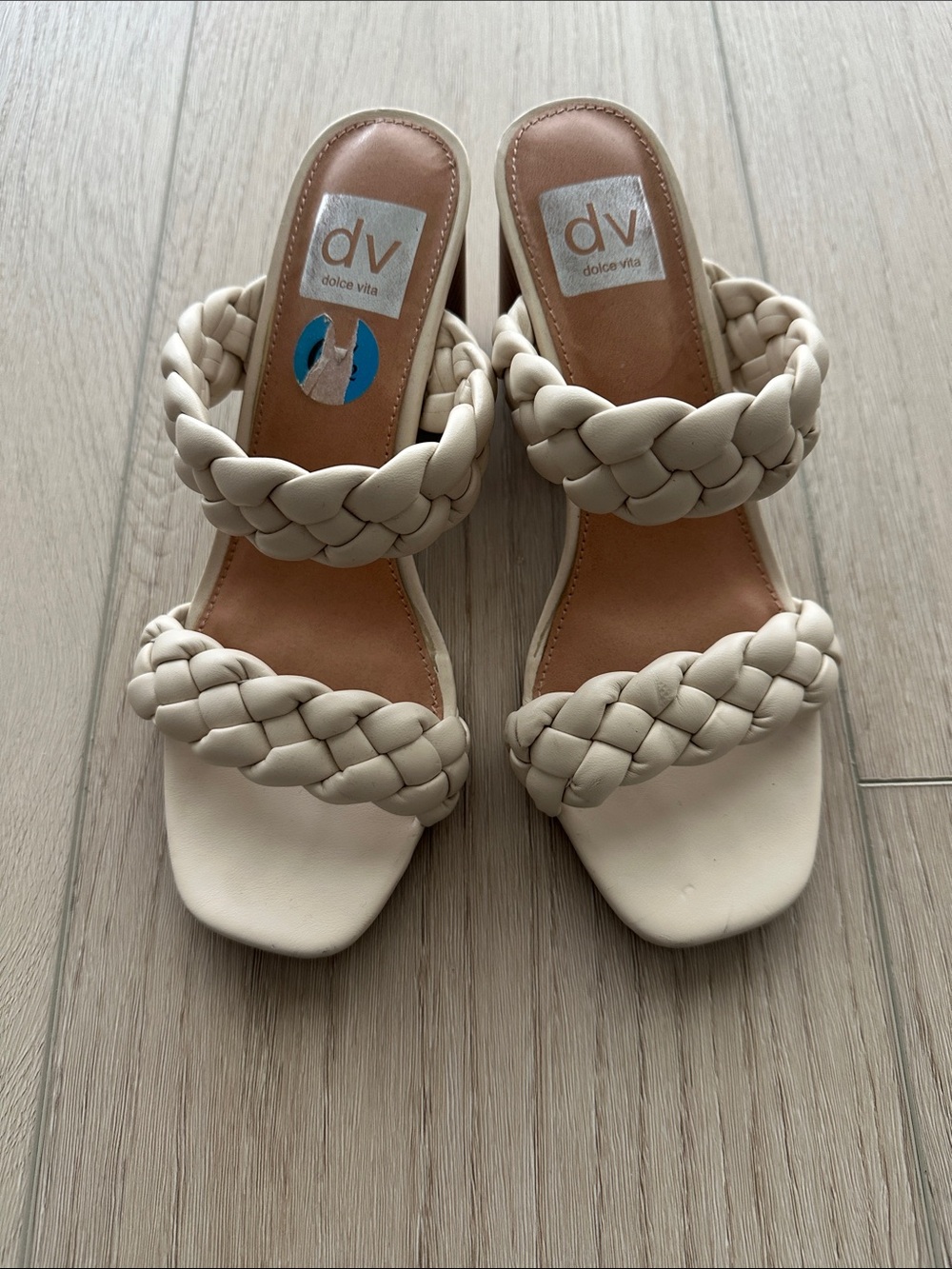 Dolce Vita Cream Braided Double-Strap Slide Heels
